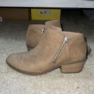 Brown zip up booties